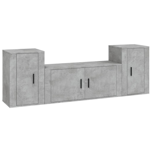 3 Piece TV Cabinet Set Concrete Grey Engineered Wood
