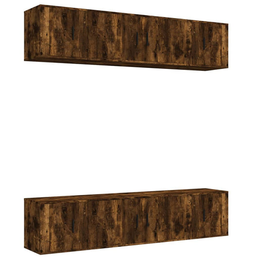 6 Piece TV Cabinet Set Smoked Oak Engineered Wood