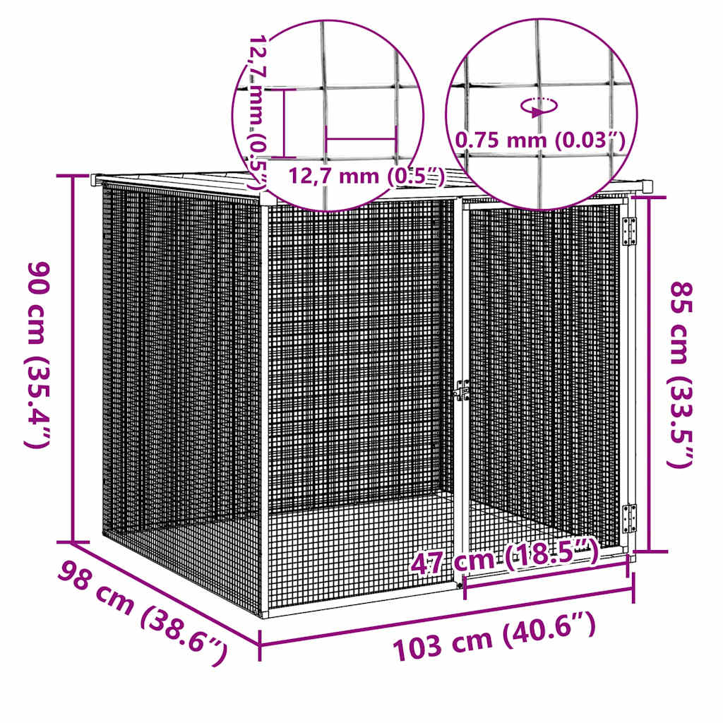 Chicken Cage with Roof Light Grey 103x98x90 cm Galvanised Steel