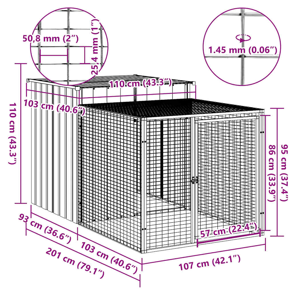 Chicken Cage Anthracite Galvanized Steel Large Durable