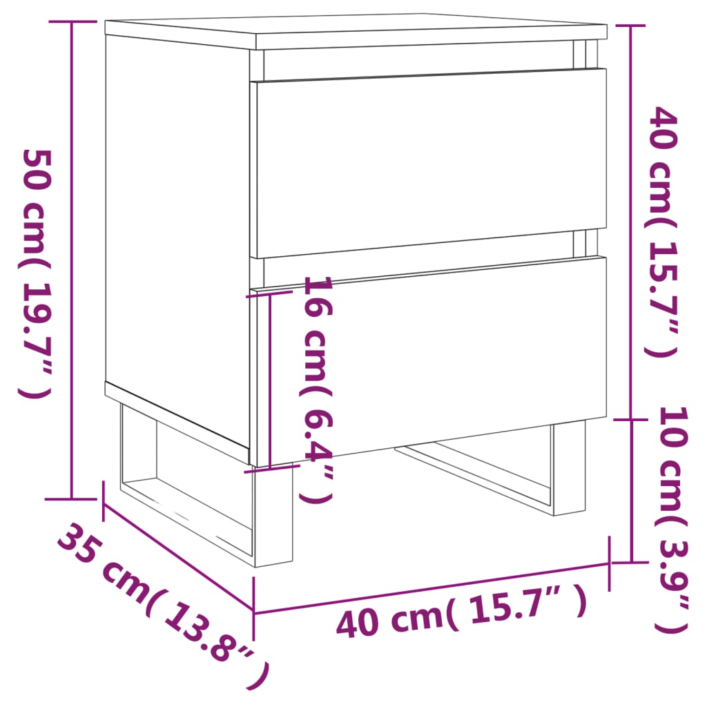 Bedside Cabinets 2 pcs Sonoma Oak 40x35x50 cm Engineered Wood