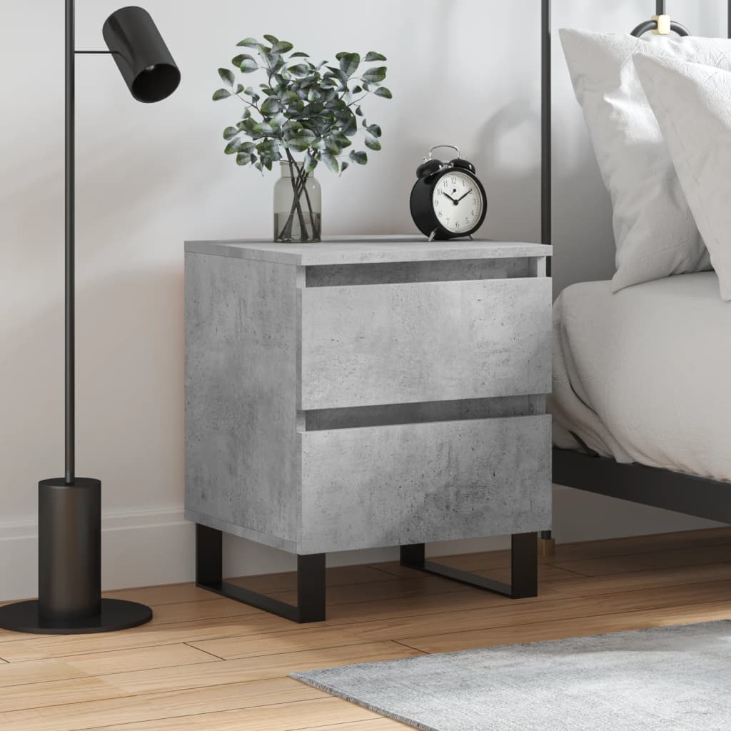 Bedside Cabinet Concrete Grey 40x35x50 cm Engineered Wood