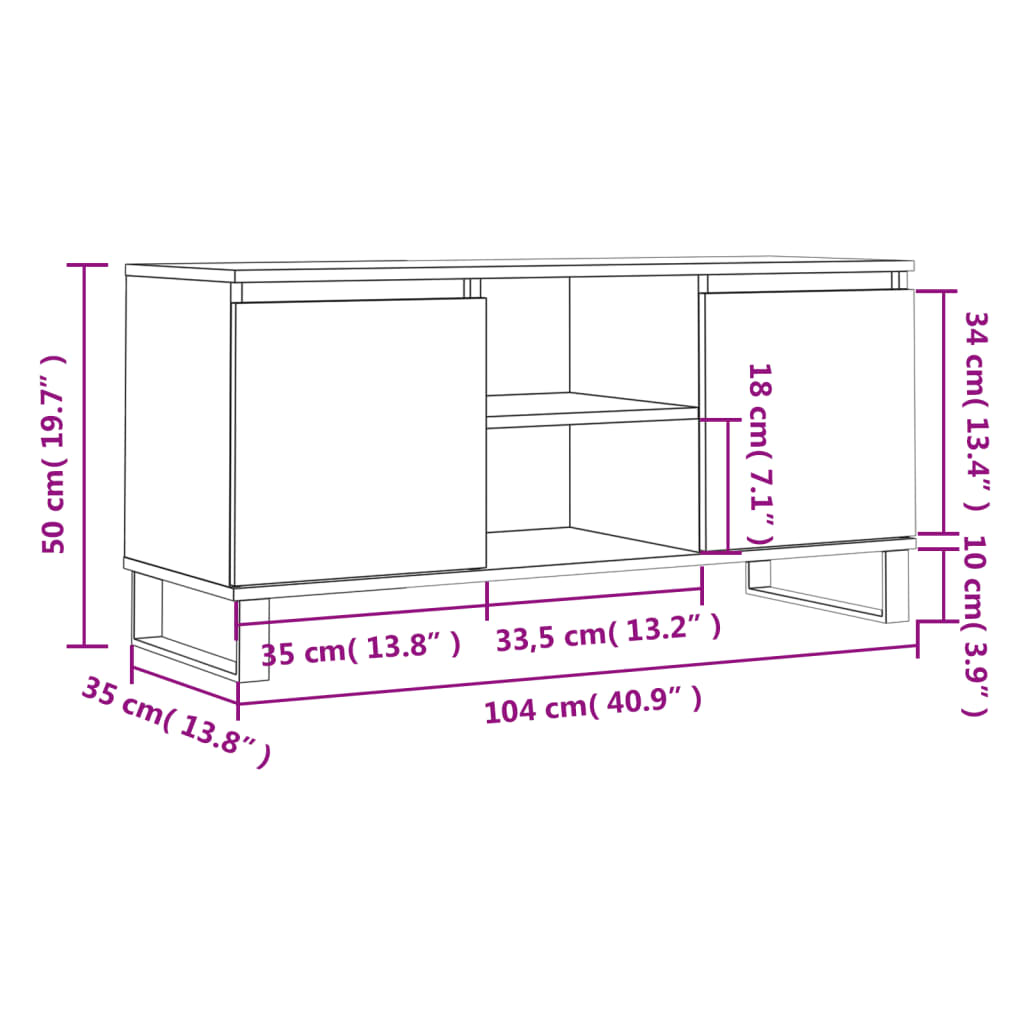 TV Cabinet Grey Sonoma 104x35x50 cm Engineered Wood