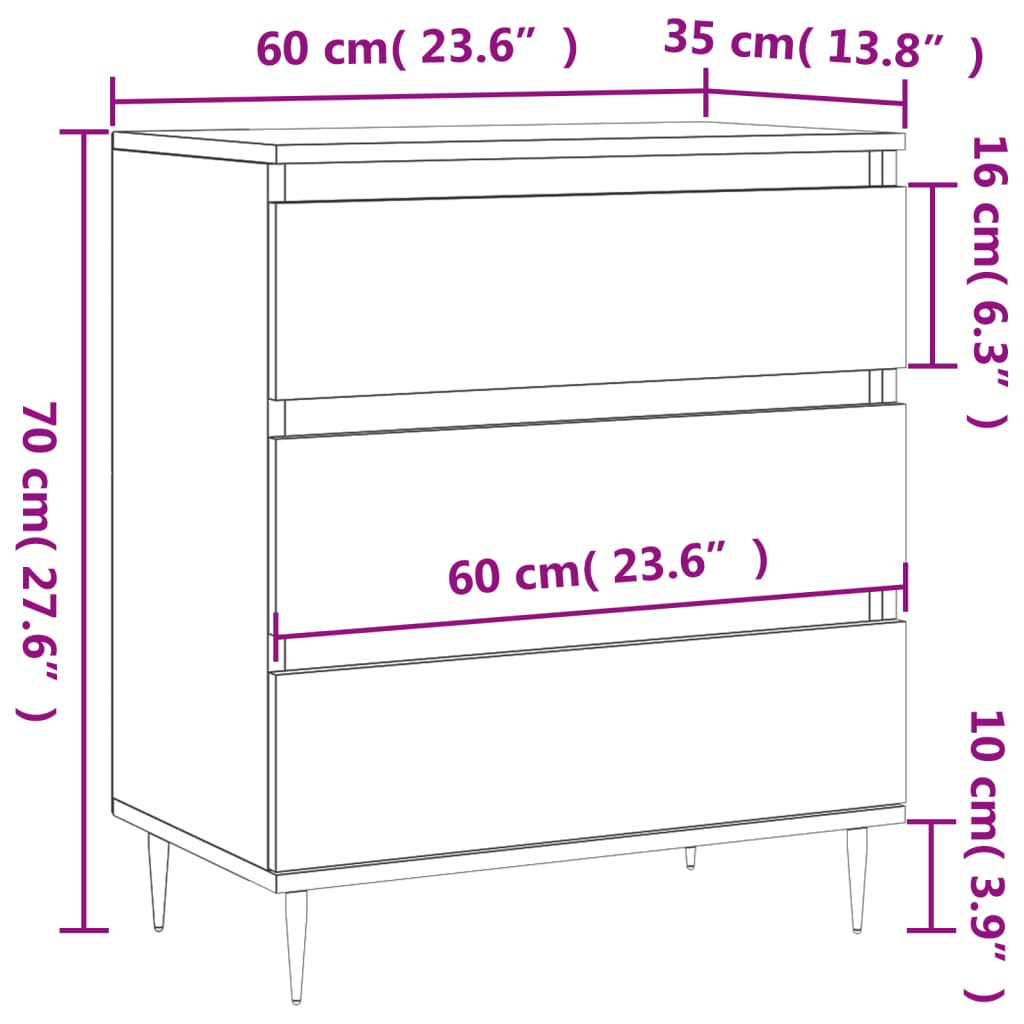 Sideboard Grey Sonoma 60x35x70 cm Engineered Wood
