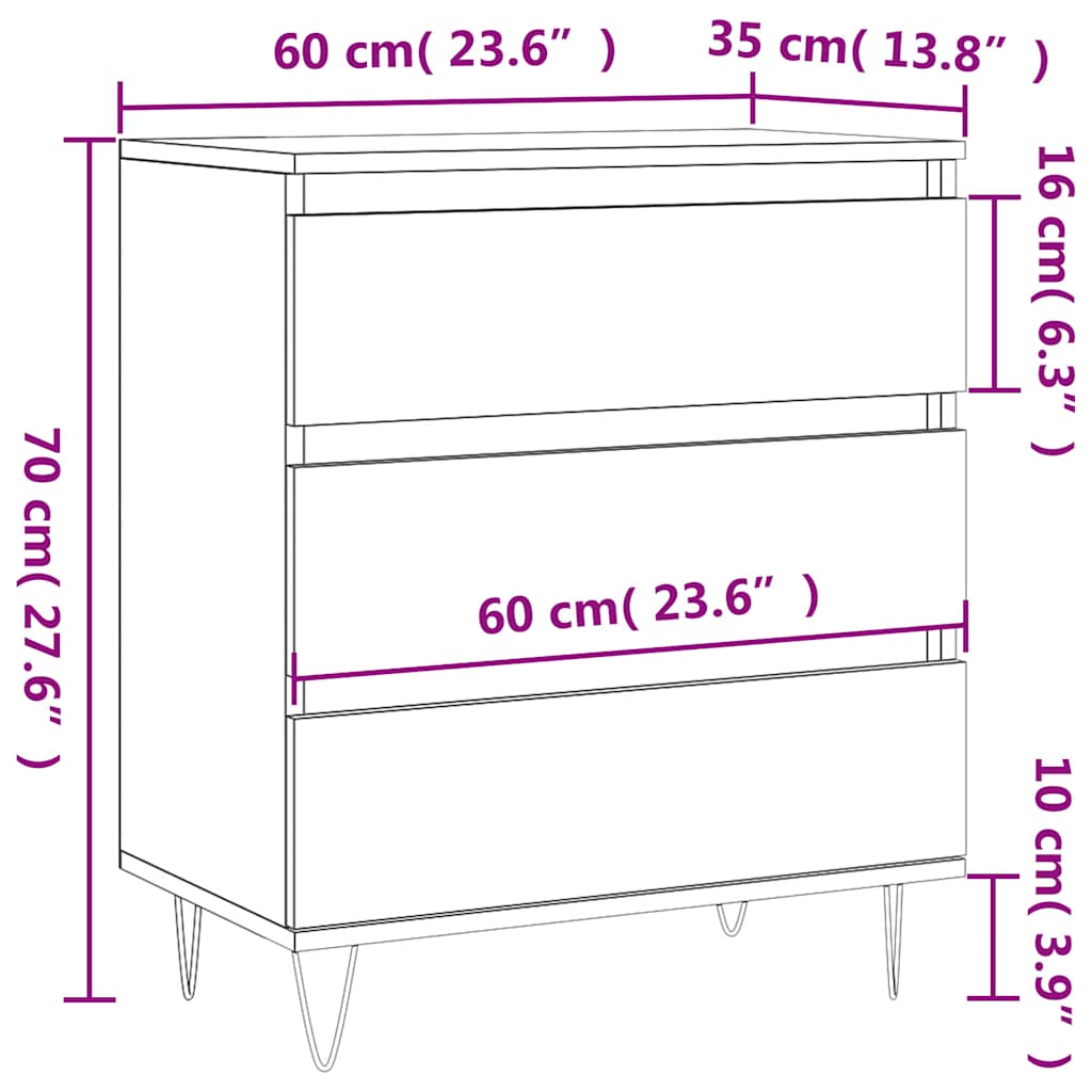 Sideboard Black 60x35x70 cm Engineered Wood