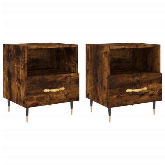 Bedside Cabinets 2 pcs Smoked Oak 40x35x47.5 cm Engineered Wood