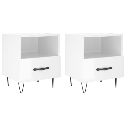 Bedside Cabinets 2 pcs High Gloss White 40x35x47.5 cm