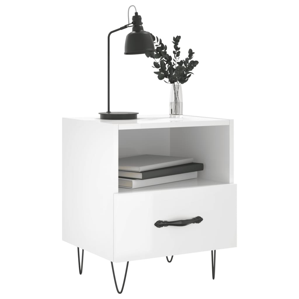 Bedside Cabinets 2 pcs High Gloss White 40x35x47.5 cm