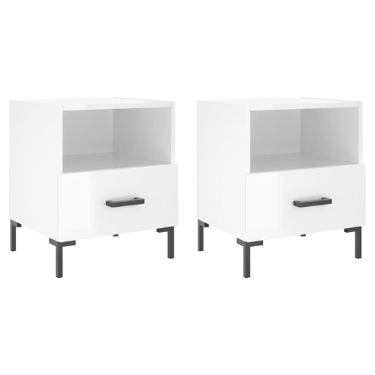 Bedside Cabinets 2 pcs High Gloss White 40x35x47.5 cm Engineered Wood