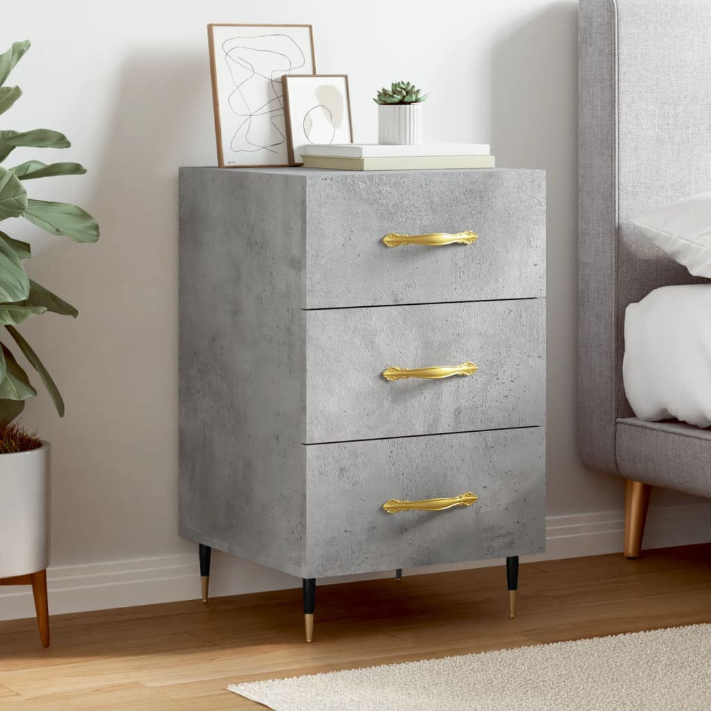 Bedside Cabinet Concrete Grey 40x40x66 cm Engineered Wood