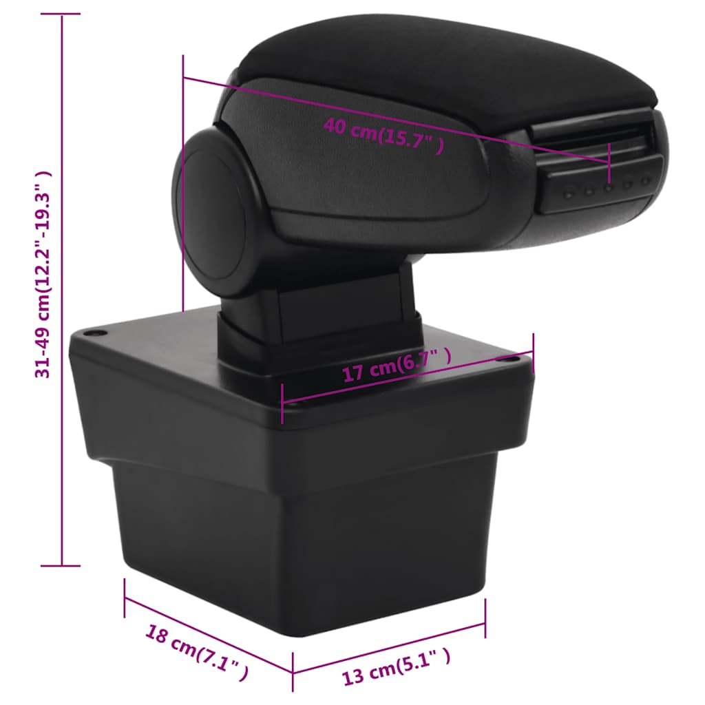 Car Armrest for SKODA OCTAVIA (after 2014) Black 17x40x(31-49) cm ABS