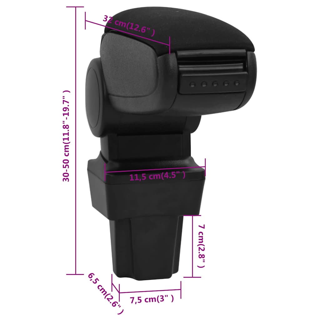 Car Armrest for Opel Astra G (1998-2004) Black 11.5x32x(30-50) cm ABS
