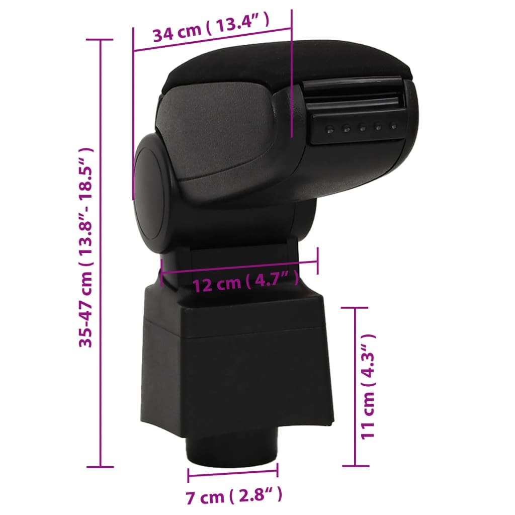 Car Armrest for VW POLO 6R/6C (2009-2017) Black 12x34x(35-47) cm ABS