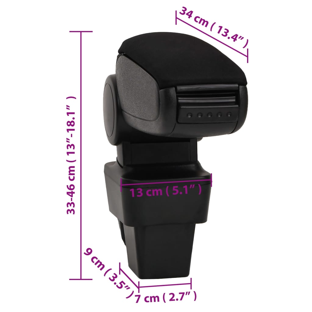 Car Armrest for OPEL ASTRA H (2004-2010) Black 13x34x(33-46) cm ABS