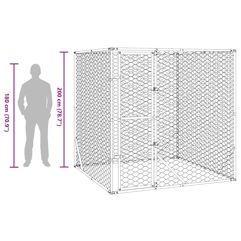Outdoor Dog Kennel Silver 2x2x2 m Galvanised Steel