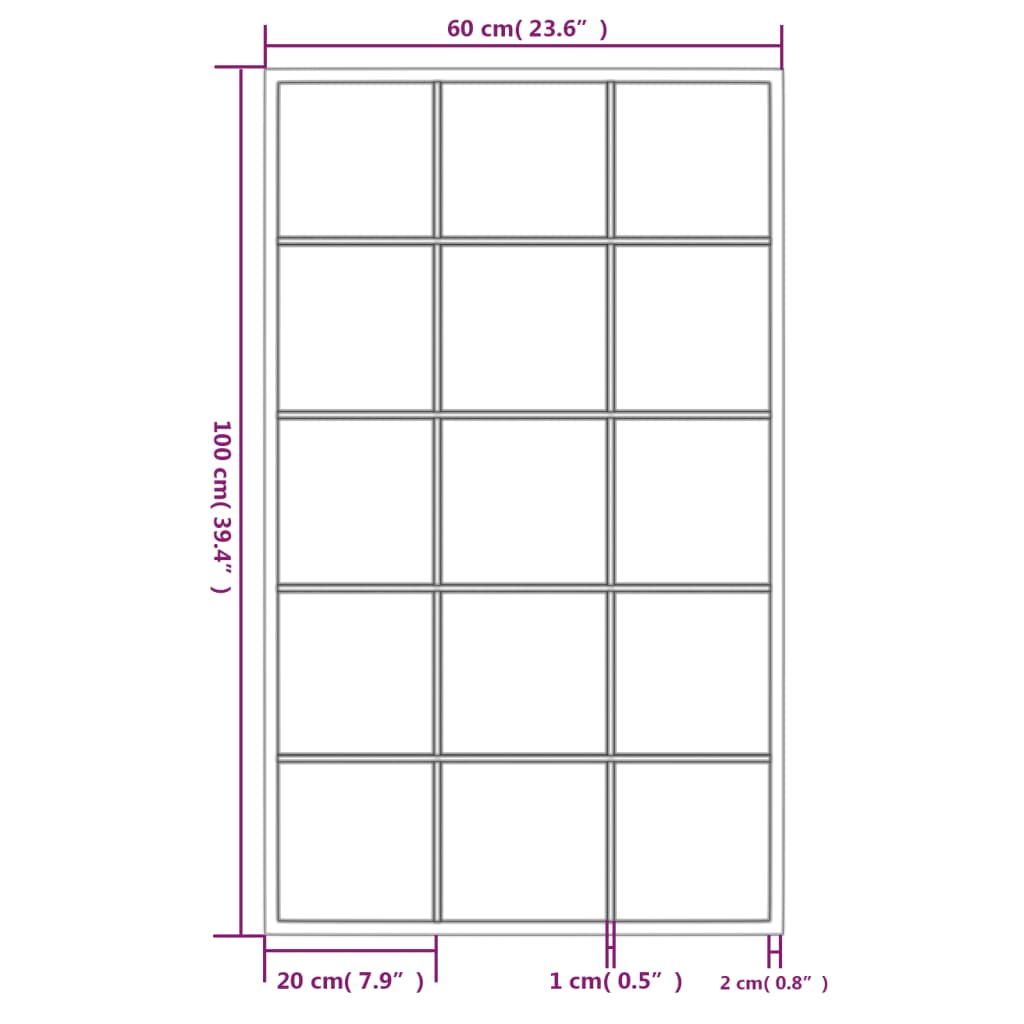 Wall Mirrors 6 pcs Black 39.4"x23.6" Metal