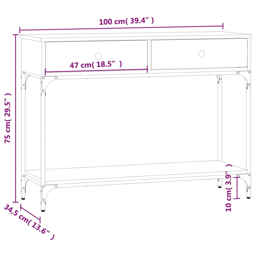 Console Table Grey Sonoma 100x34,5x75 cm Engineered Wood