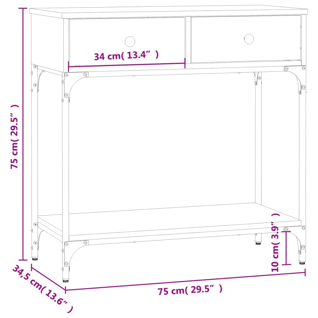 Console Table Grey Sonoma 75x34,5x75 cm Engineered Wood