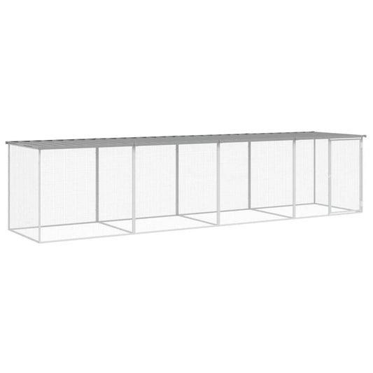 Chicken Cage with Roof Light Grey 403x98x90 cm Galvanised Steel