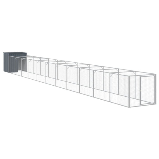 Dog House with Run Anthracite 43.3"x480.7"x43.3" Galvanized Steel