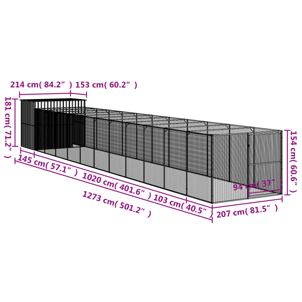 vidaXL Dog House Light grey Galvanized steel Extra Large Durable
