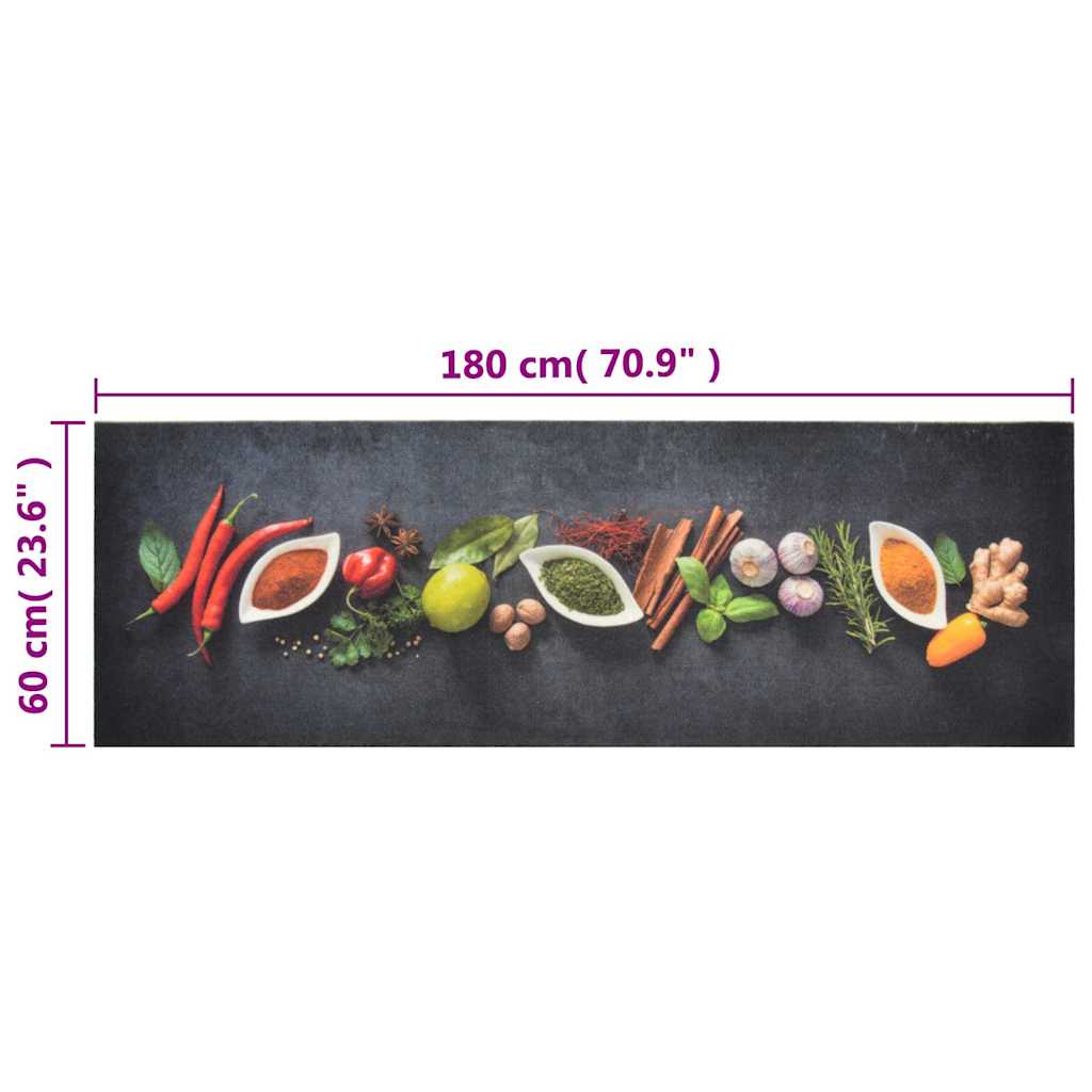 Kitchen Rug Washable Spices 60x180 cm Velvet