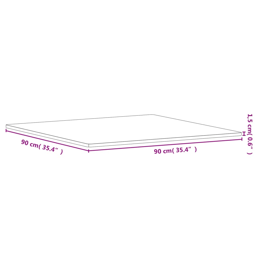 Table Top 90x90x1.5 cm Square Solid Wood Beech