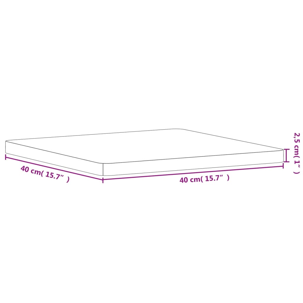 Table Top 40x40x2.5 cm Square Solid Wood Beech