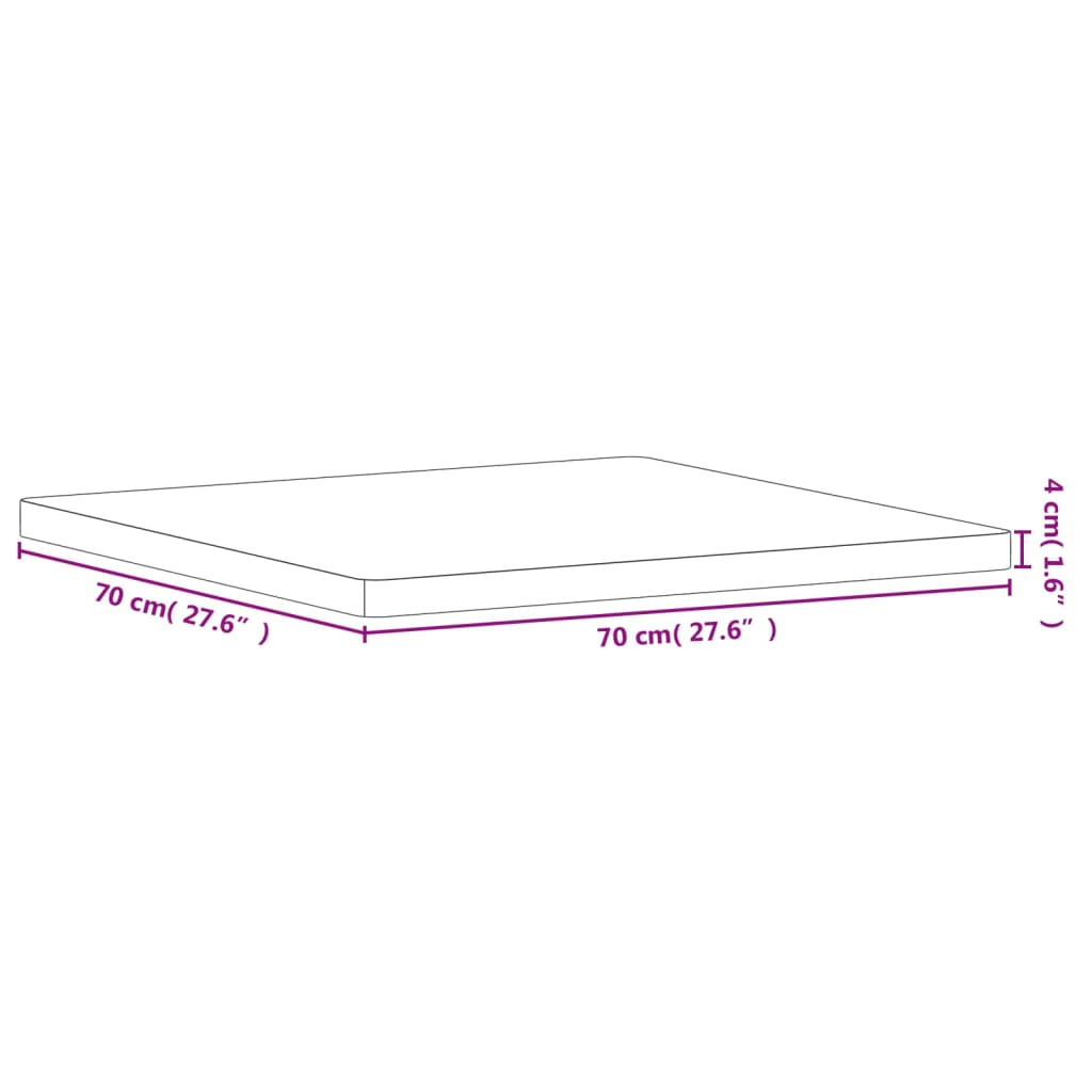 Table Top 70x70x4 cm Square Solid Wood Beech