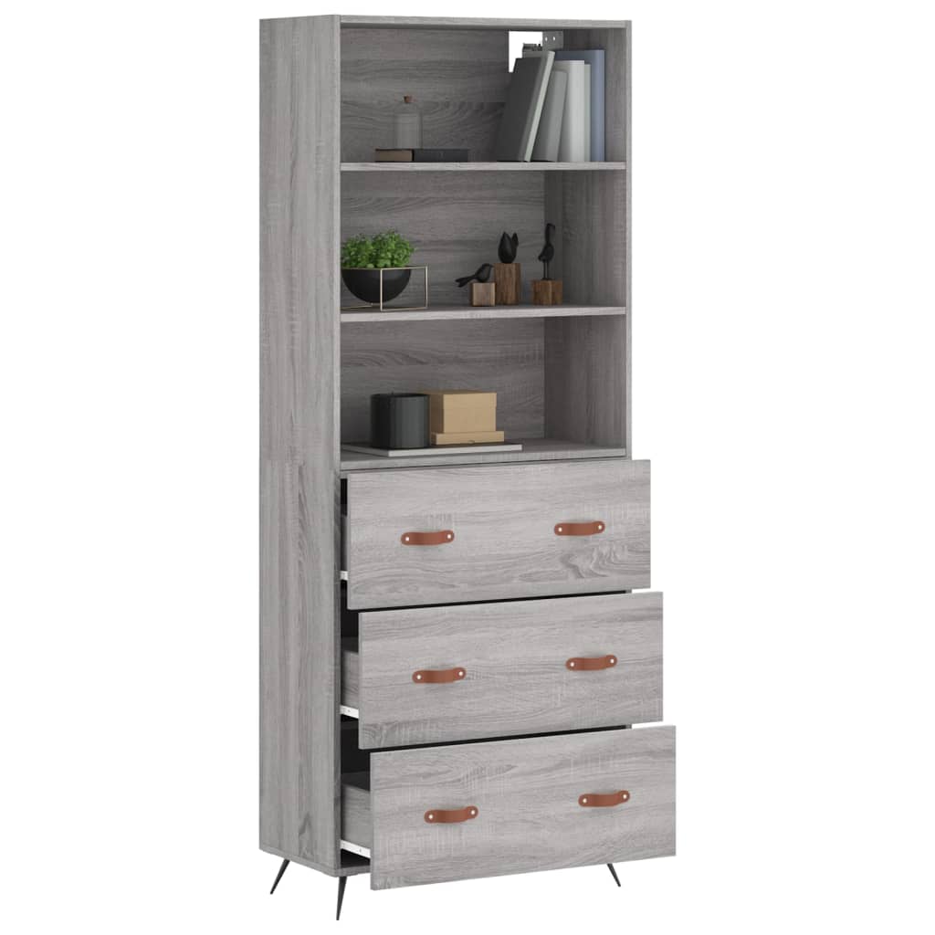 Highboard Grey Sonoma 69,5x34x180 cm Engineered Wood