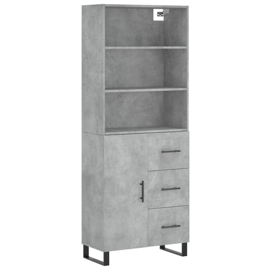 Highboard Concrete Grey 69.5x34x180 cm Engineered Wood