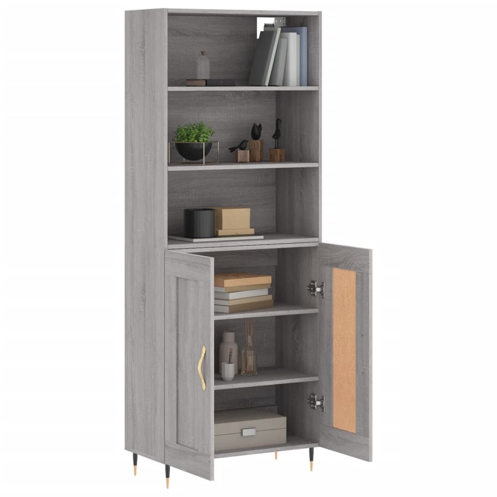 Highboard Grey Sonoma 69,5x34x180 cm Engineered Wood