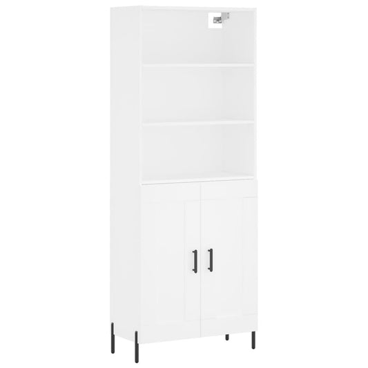 Highboard White 69.5x34x180 cm Engineered Wood