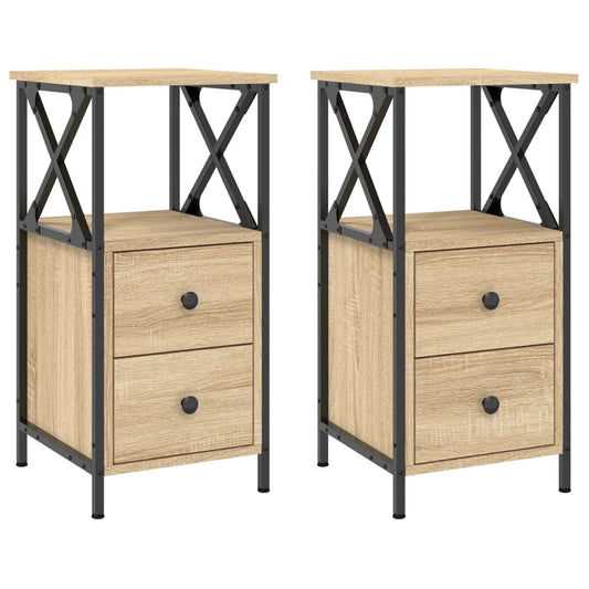 Bedside Cabinets 2 pcs Sonoma Oak 34x35,5x70 cm Engineered Wood