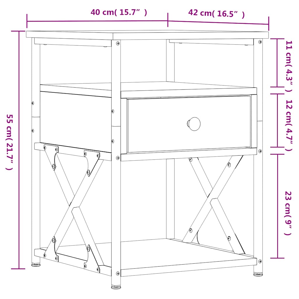 Bedside Cabinet Sonoma Oak 40x42x55 cm Engineered Wood