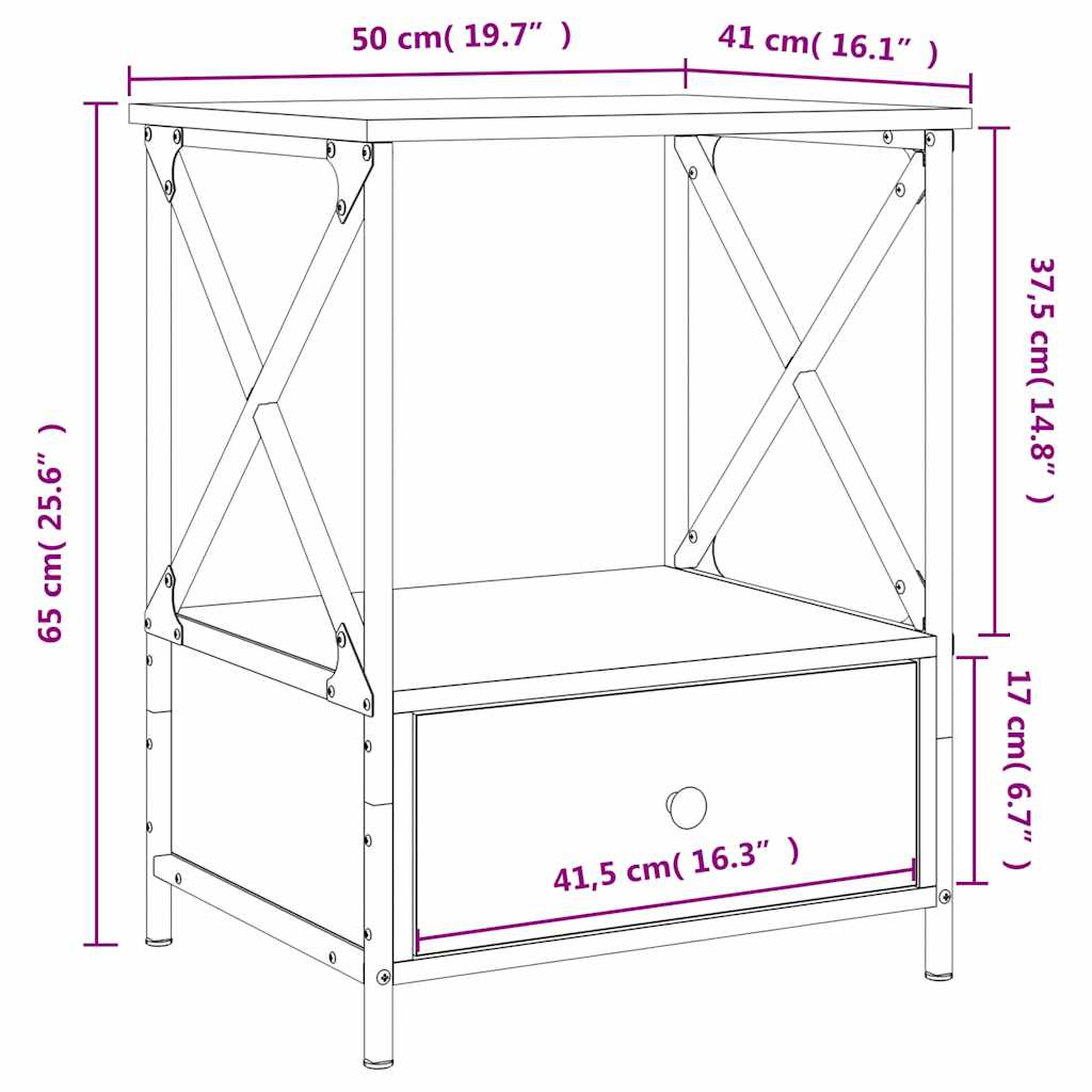 Bedside Tables 2 pcs Grey Sonoma 50x41x65 cm Engineered Wood