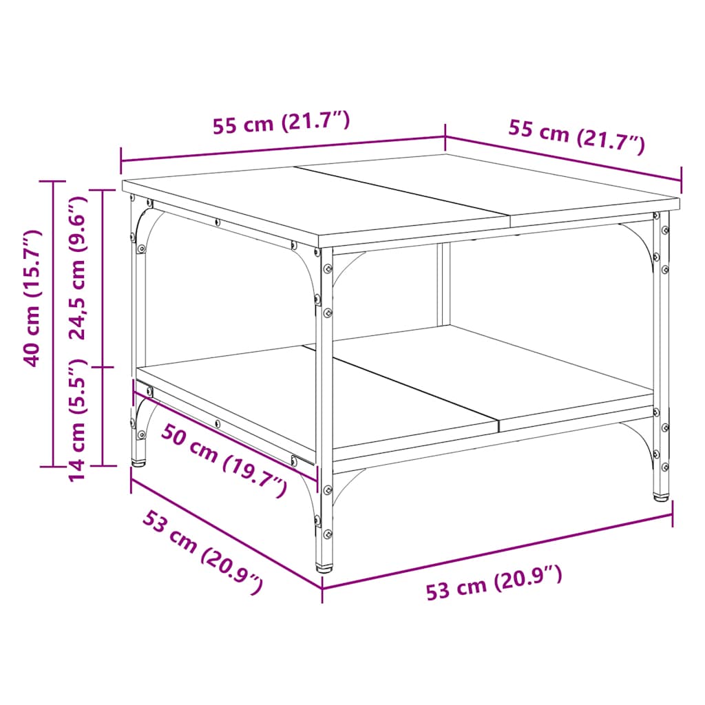 Coffee Table Smoked Oak 55x55x40 cm Engineered Wood