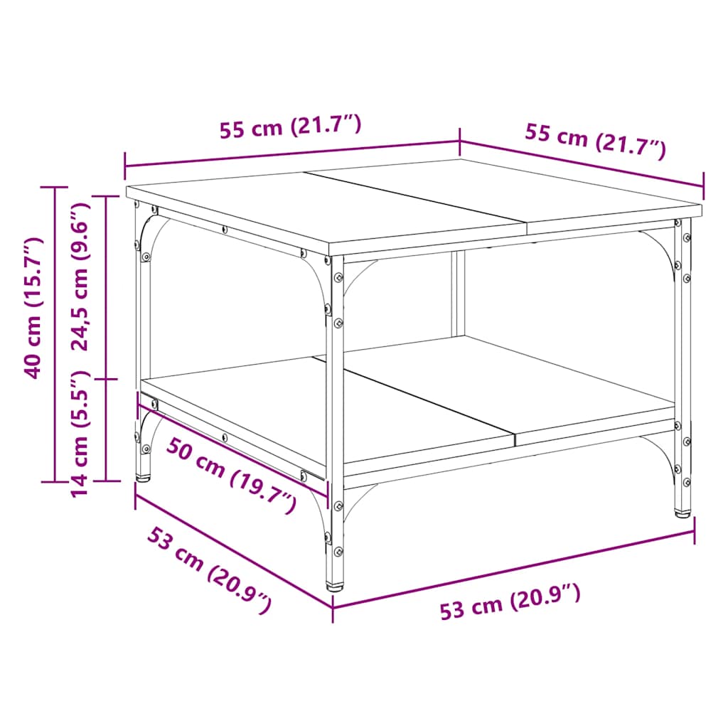 Coffee Table Grey Sonoma 55x55x40 cm Engineered Wood