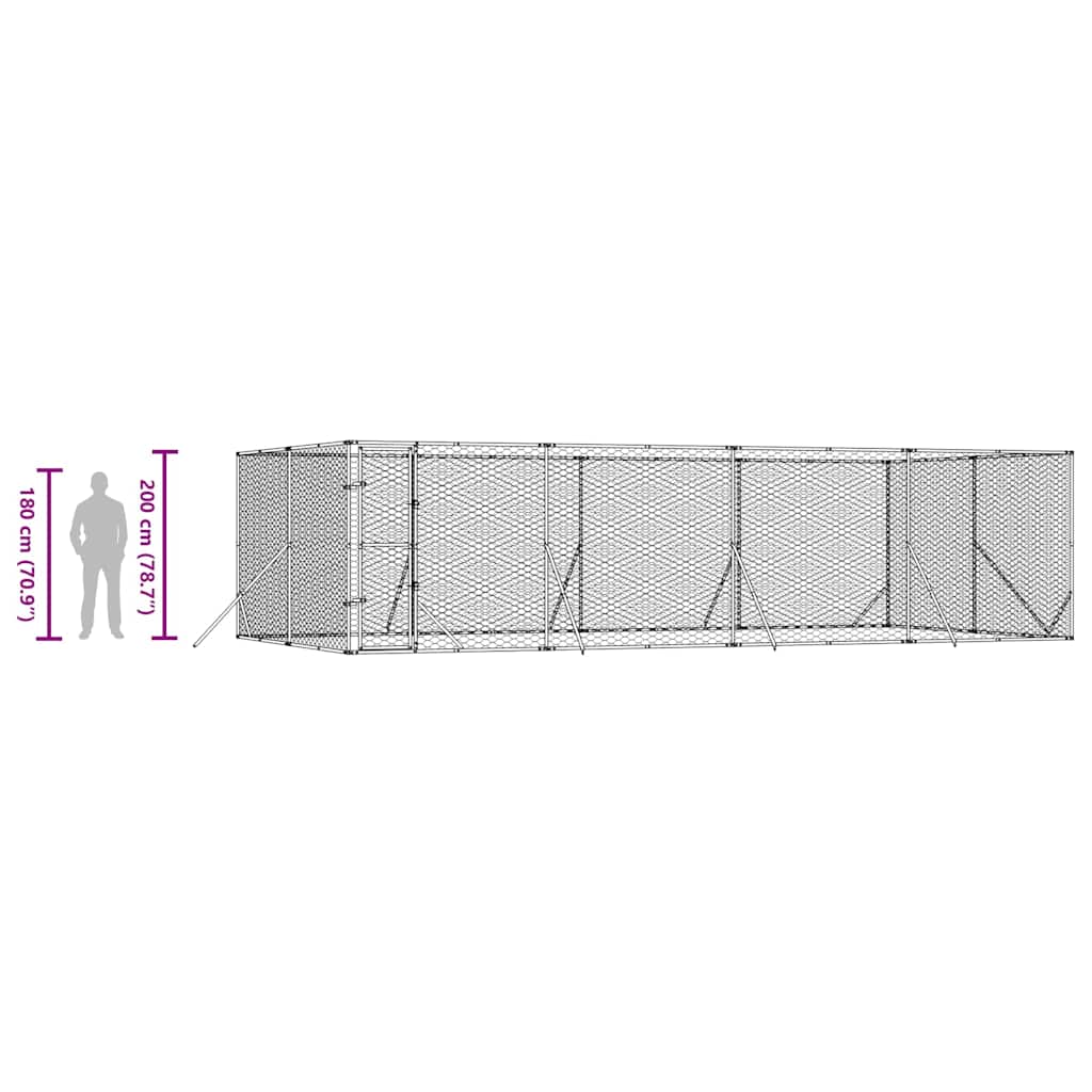 Outdoor Dog Kennel Silver 26.2‘x13.1‘x6.6‘ Galvanized Steel