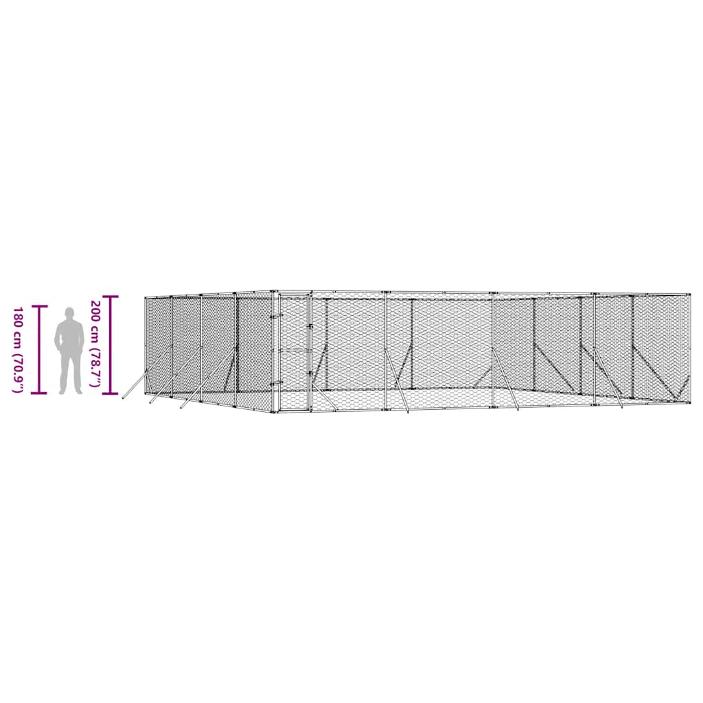 Outdoor Dog Kennel Silver 8x8x2 m Galvanised Steel