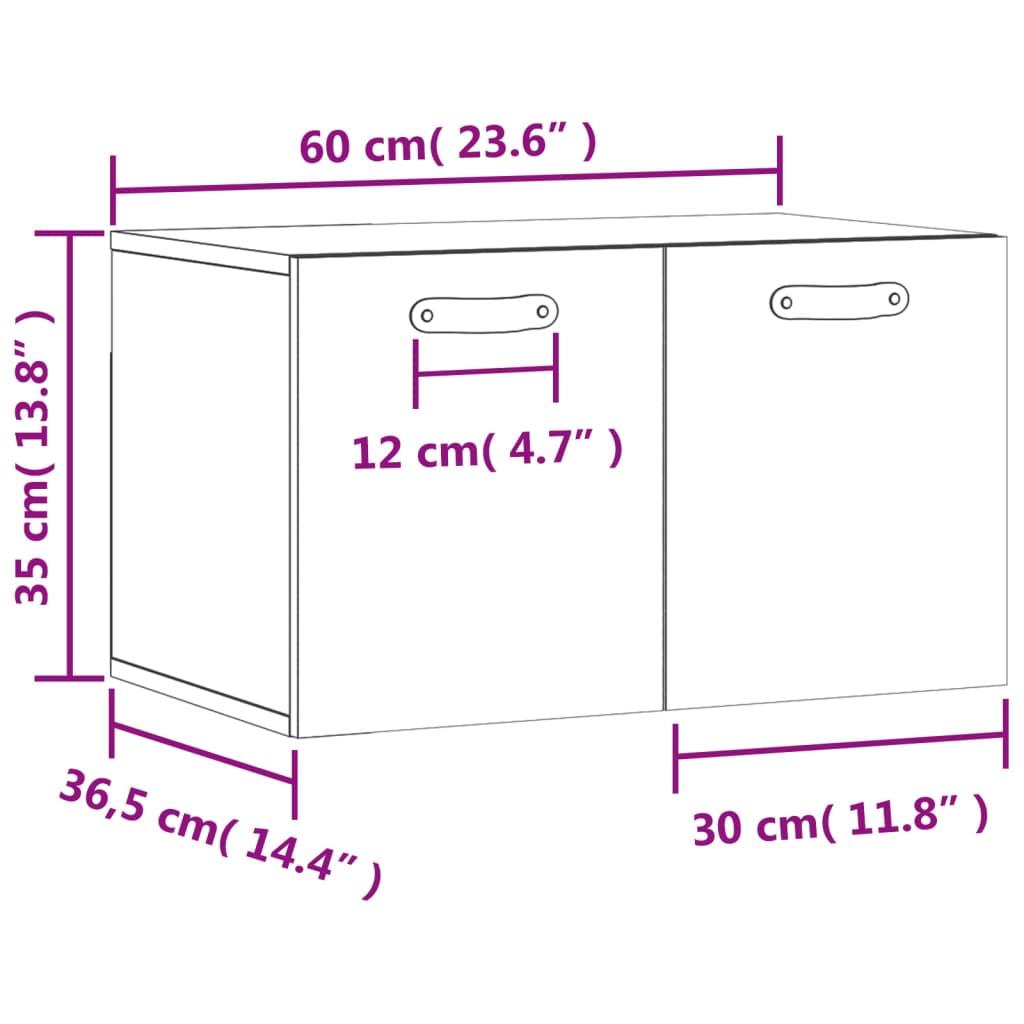 Wall Cabinet Grey Sonoma 60x36,5x35 cm Engineered Wood