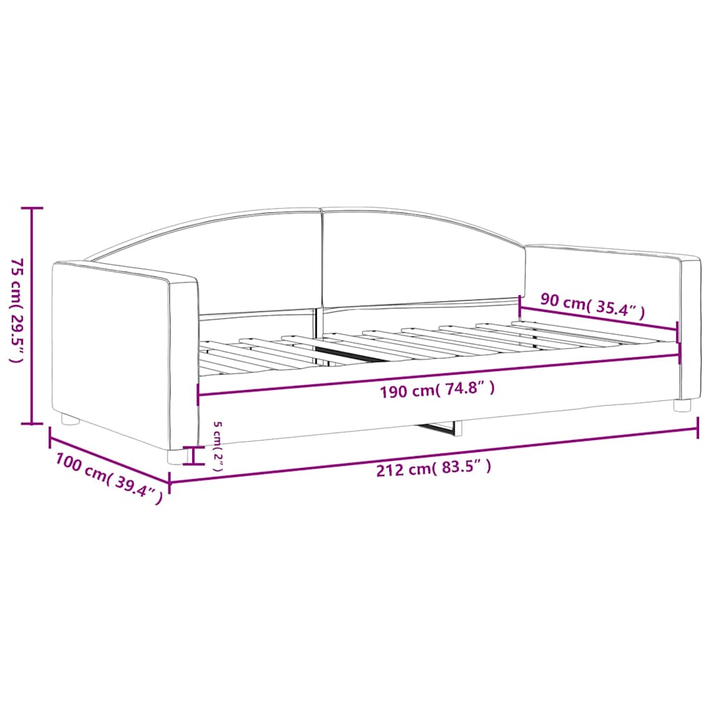 Day Bed without Mattress Light Grey 90x190 cm Single Fabric