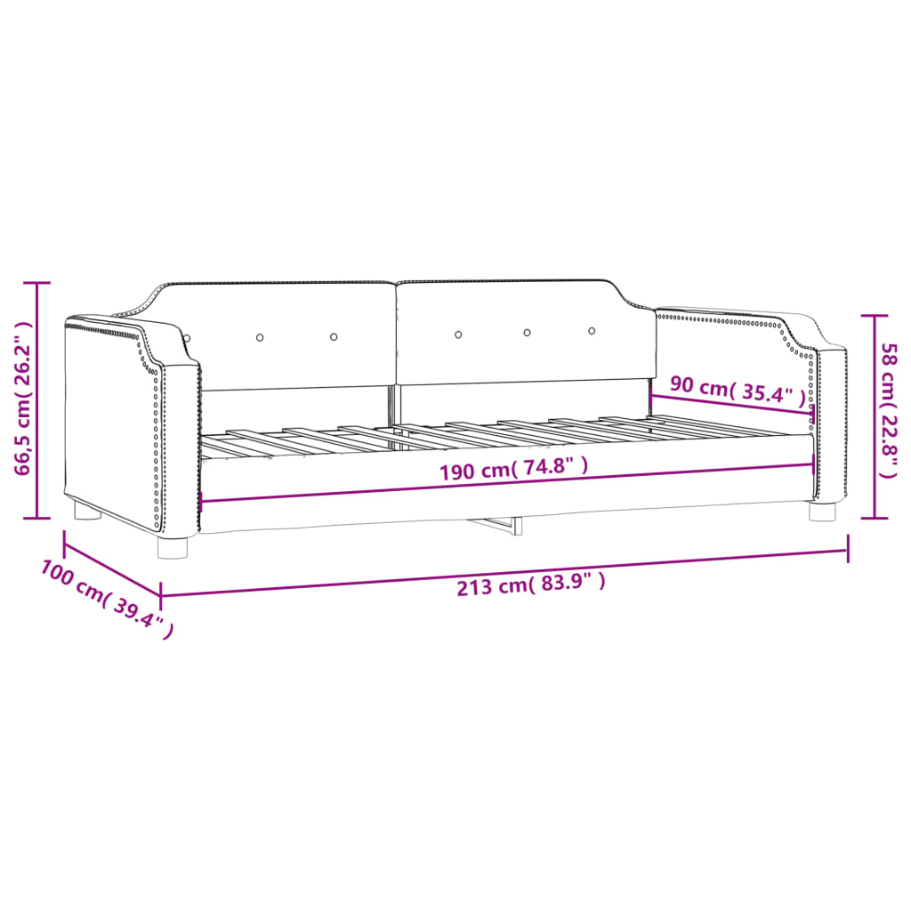 Day Bed without Mattress Light Grey 90x190 cm Single Fabric