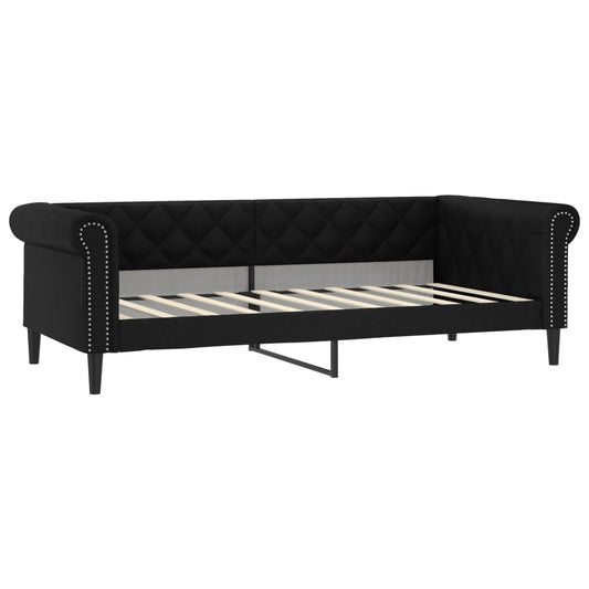 Day Bed without Mattress Black 90x190 cm Single Faux Leather