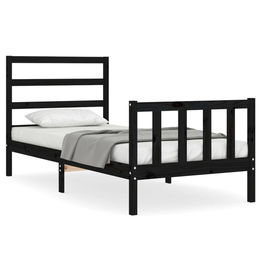 Bed Frame without Mattress Black Small Single Solid Wood Pine