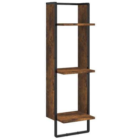 3-Tier Wall Shelf Smoked Oak 30x25x100 cm Engineered Wood