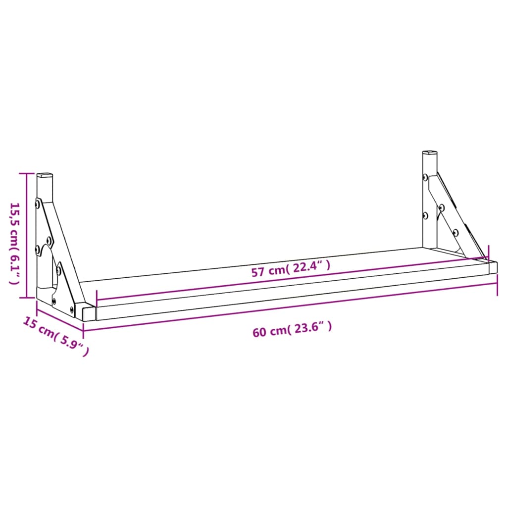 Wall Shelves 2 pcs Grey Sonoma 60x15x15.5 cm