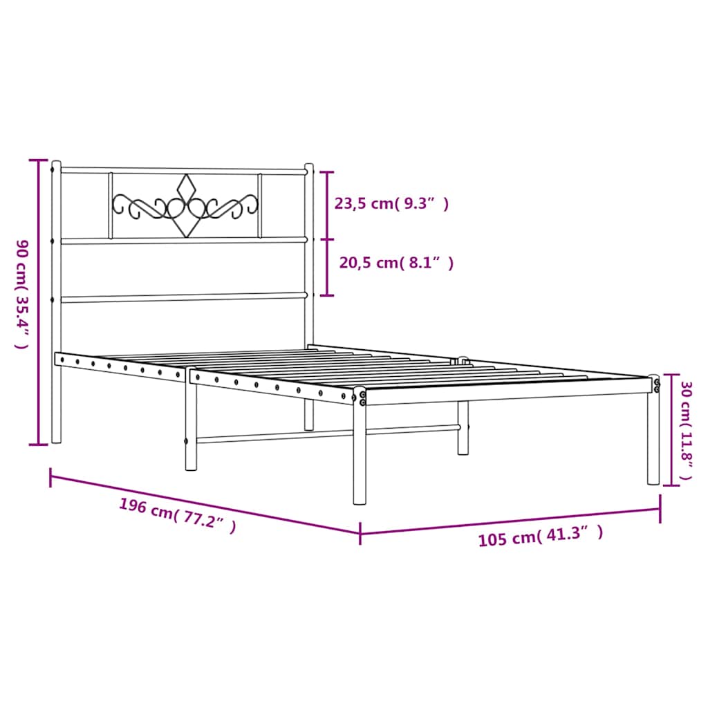 Bed Frame | Black | Steel | Single | Durable | Bed Frame | Rectangular