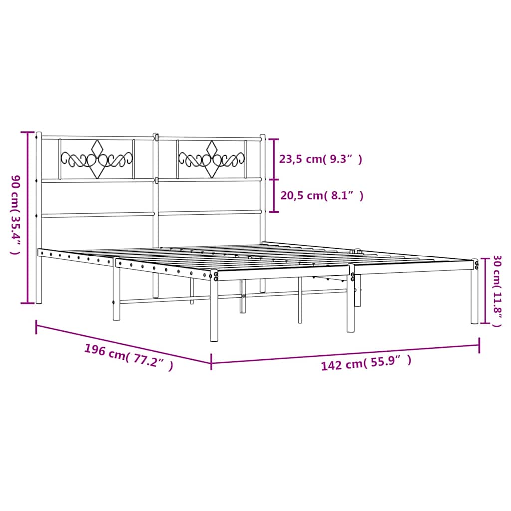 Bed Frame | Black | Steel | Double | Bed Frame | Rectangular