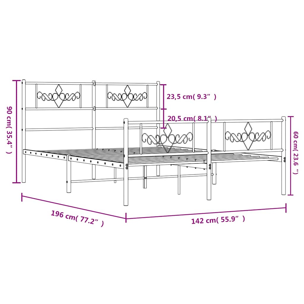 Bed Frame | White | Powder-coated steel | Double size | Bed Frame